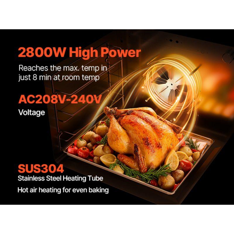 Fathersdaygift VEVOR Commercial Countertop Oven, 66L 4-Tier Toaster Ovens with Tempered Glass Door, Wire Racks Tray, 2800W Stainless Steel Baking Ovens for Restaurant Bakery (AC208240V, 60Hz, 6-20P Plug Output)dealsforyoudays