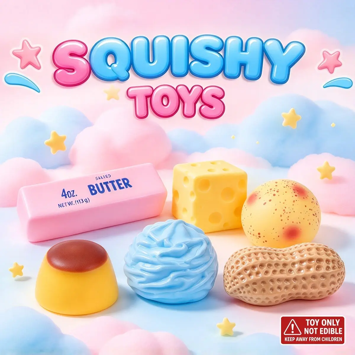 Asmr Squishy Fidget Toys Variety Pack, 6pcs Building Block Stress Balls, Sensory Squeeze Therapy for Adhd Autism, Office Gift