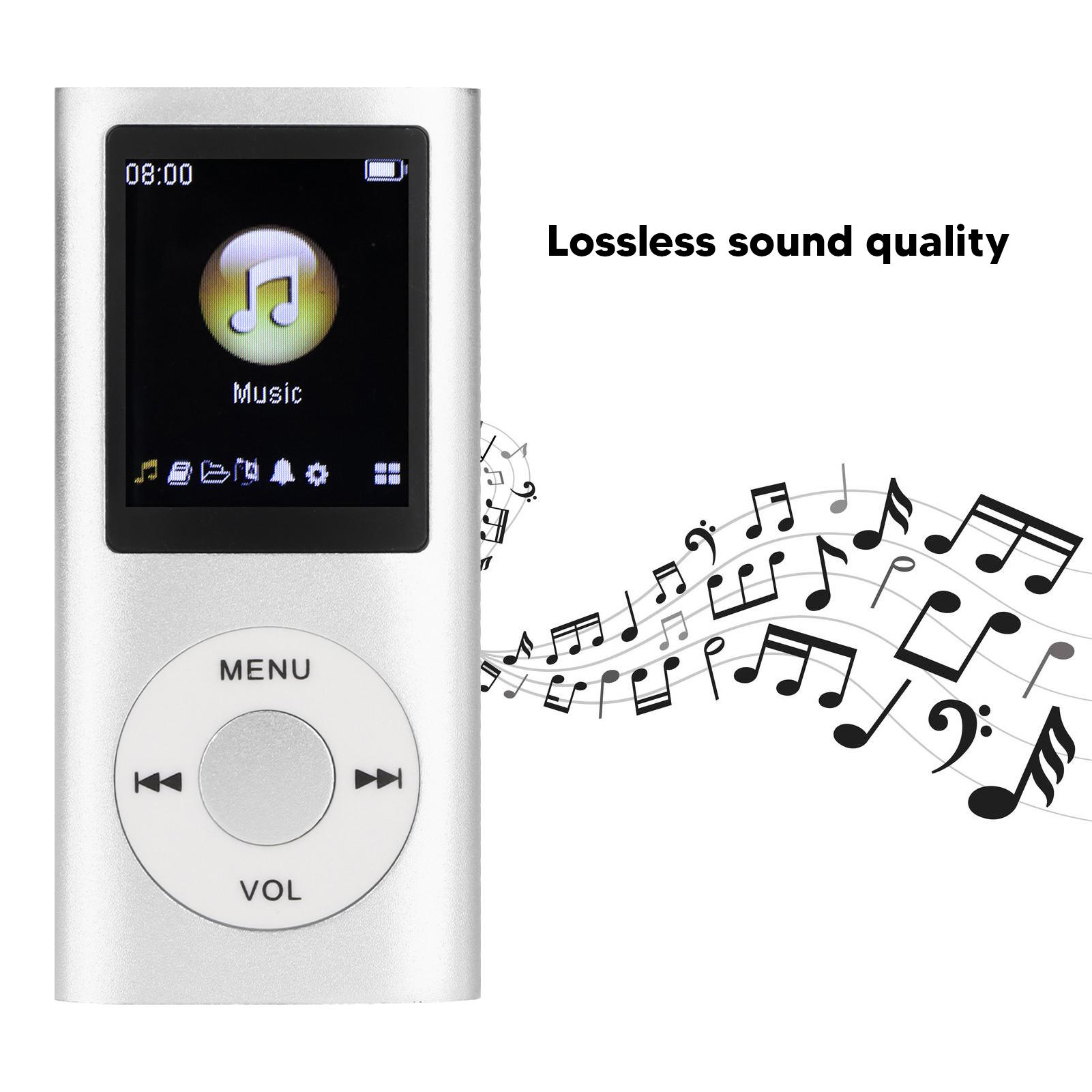 MP3 Player,MP3 Music Player Stylish Multifunctional Lossless Sound Slim 1.8 Inch LCD Screen Portable MP3 Music Player (Sliver or pink)