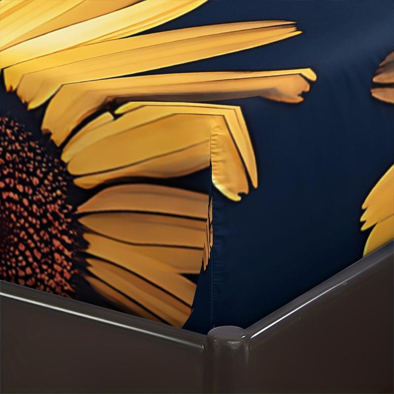 3Pcs Vibrant Sunflower Pattern Fitted Sheet Set, Modern Floral Digital Print Bedding Set, Soft and Cozy Microfiber Bedspreads, Ideal for Brightening Up Your Bedroom and Creating a Contemporary Ambiance, Includes 2 Pillowcases, No Pillow Core