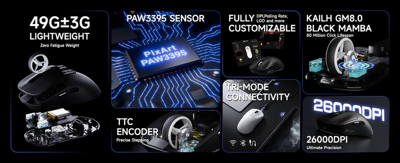 MAMBASNAKE×ATTACK SHARK X3 Wireless Gaming Mouse PAW3395 Superlight ...