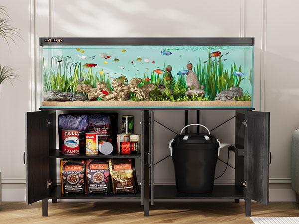 VOWNER Farmhouse 100-150 Gallon Fish Tank Stand, Heavy Duty Aquarium Stand with Storage Cabinet and Power Outlet, Reptile Tank Stand Fits 100/120/150 Aquariums, 59.8" L x 23.6" W, 2200LBS Capacity VOWNER Farmhouse 100-150 Gallon Fish Tank Stand, Heavy Duty Aquarium Stand with Storage Cabinet and Power Outlet, Reptile Tank Stand Fits 100/120/150 Aquariums, 59.8" L x 23.6" W, 2200LBS Capacity