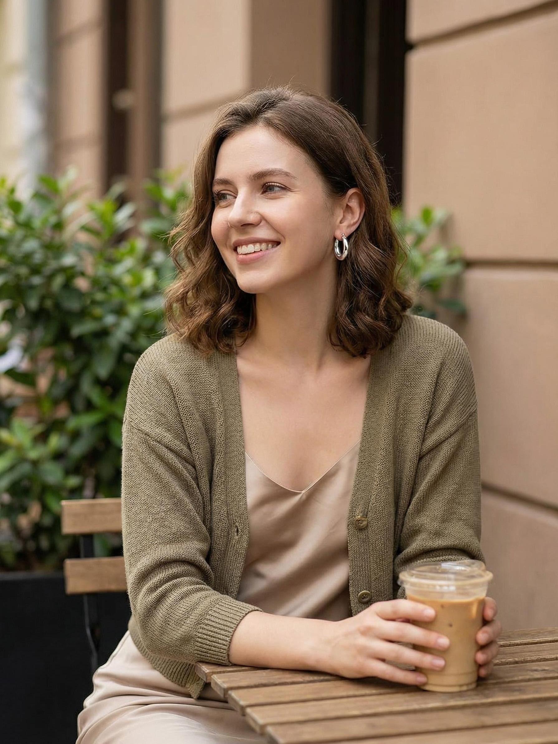 High-End Glossy Hoop Earrings, Lightweight Luxury Smooth Circle Studs, Elegant Random Print Design, All Seasons Wearable Jewelry