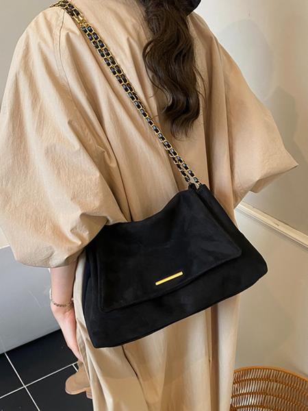 Women's PU Velvet Handbag, Retro Style Large Capacity Shoulder Bag, Magnetic Closure, Ideal for Office, School, Work, Travel, Outdoor