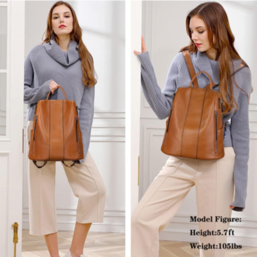 Leather Backpack Purses for Women Antitheft Rucksack  Bag Medium | , Medium Fits 9.7-inch Tablet, for Work Travel Daily Commute, Multi Pockets, Adjustable  Straps