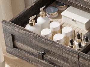 Vanity Desk with Mirror and Lights Farmhouse Makeup Vanity Desk with 10 Led Bulbs & Charging Station Vanity Table with 2 Drawers & Shelves 3 Color Modes Adjustable Brightness farmhouse  storage dressing  table