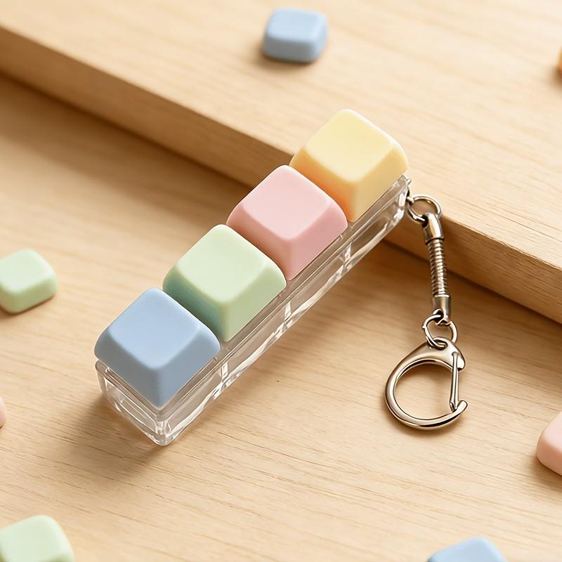 Unique Press-Down Keychain, Unisex Multi-Color, No Glow, Stress Relief Finger Toy, Fun Accessory, Gift Ornament, Keycap Pendant, Fidget Keyring