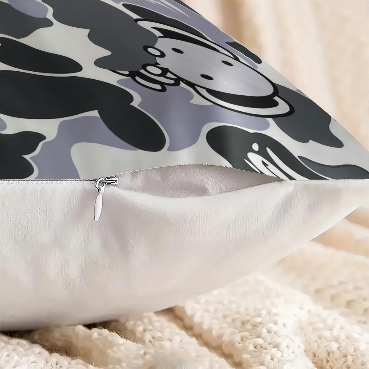 Cartoon Camouflage Anime Style Throw Pillow with Insert, Youthful Personalized Decorative Pillow for Sofa, Bay Window, Gaming Room, Studio, Housewarming Christmas Birthday Gift for Trendy Toy Lovers