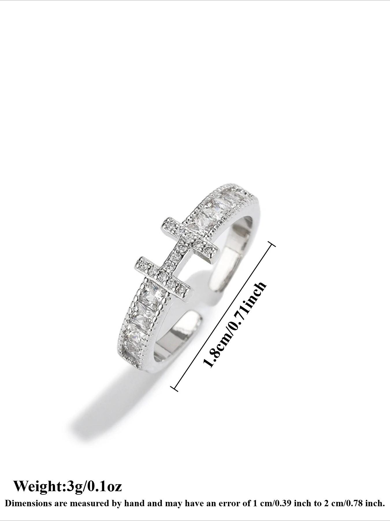 Elegant Copper Zirconia Open Ring for Women, Simple Style Daily Commute Accessory, Versatile Gift for Her, Gift Jewelry