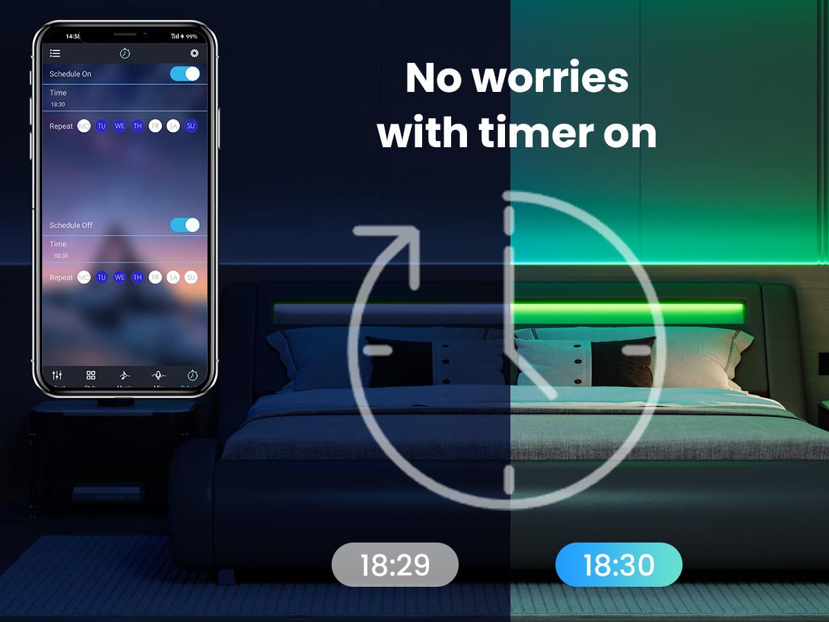 SHA CERLIN Deluxe LED Bed Frame with PU Leather Upholstered Adjustable Headboard,Modern Low Profile Sleigh Design,Heavy Duty Wood Slat Support,No Box Spring Needed,Full/Queen/King Size#ChristmasGifts#TikTokShopBlackFriday