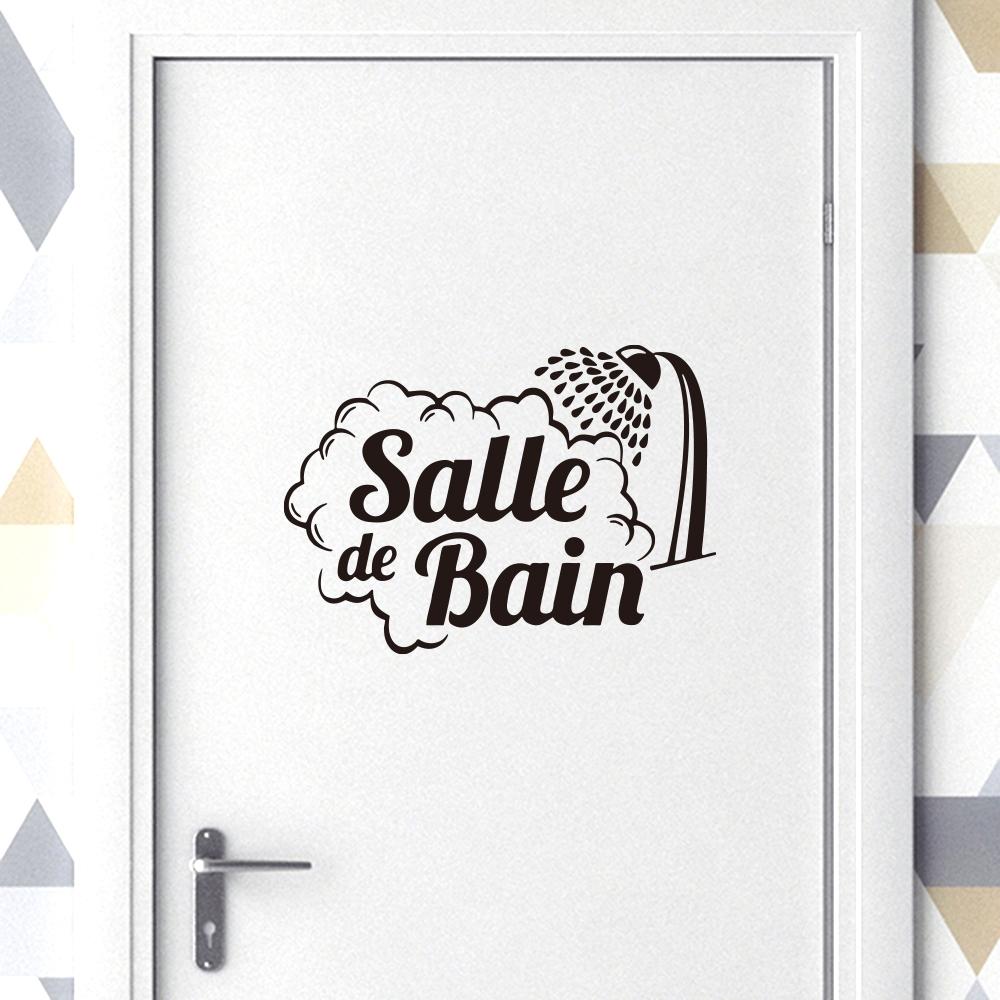 French Bathroom Door Wall Sticker, Flat Sticker for Shower Room, Home Decor Item, Universal Use, No Ca Prop 65, Ideal for Doors