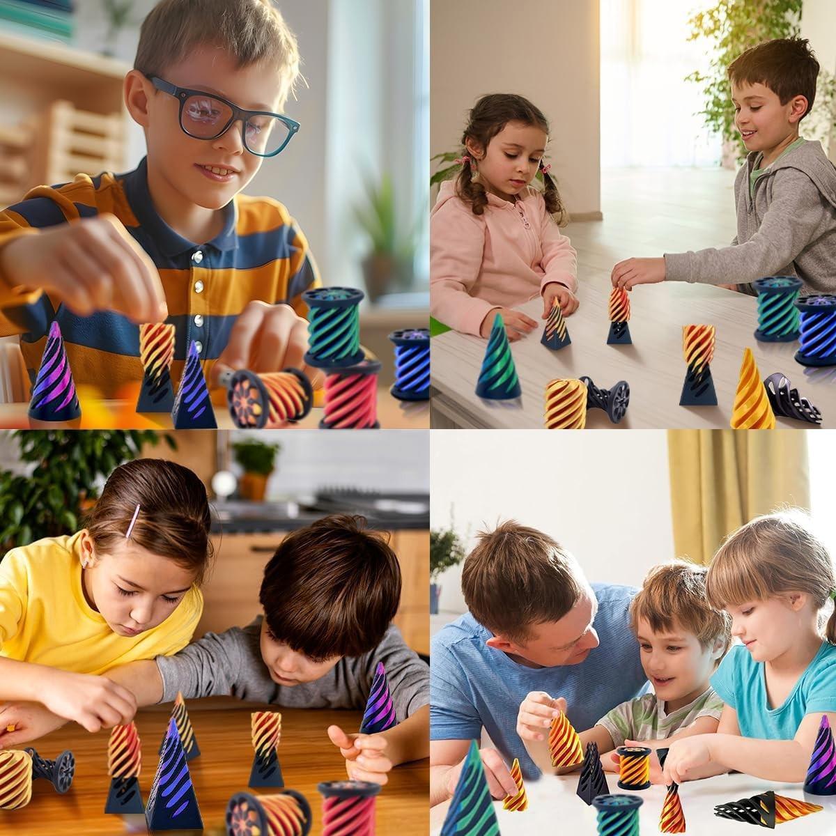 3Pcs Impossible Cone Fidget Toys, 3D Printed Spiral Cone Passthrough Sculpture, Mini Stress Relief Desk Decor, Sensory Anxiety Relief Toy for Adults, Cool Novelty Gift