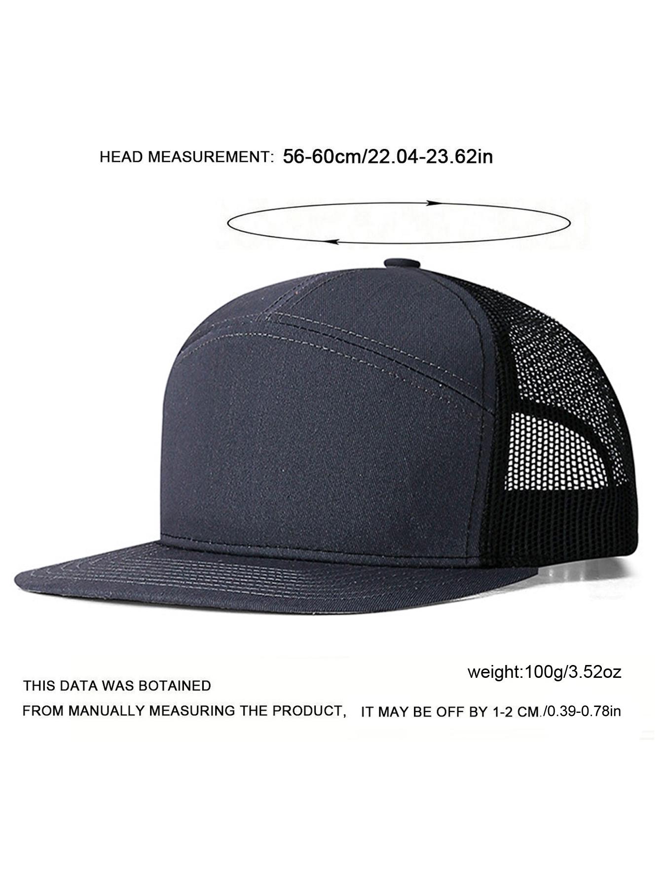Men's Caps - Flat Brim Mesh Panel Baseball Cap Adjustable Classic Trucker Style Hat - Snap Back Hats for Men Flat Brimmed Cap