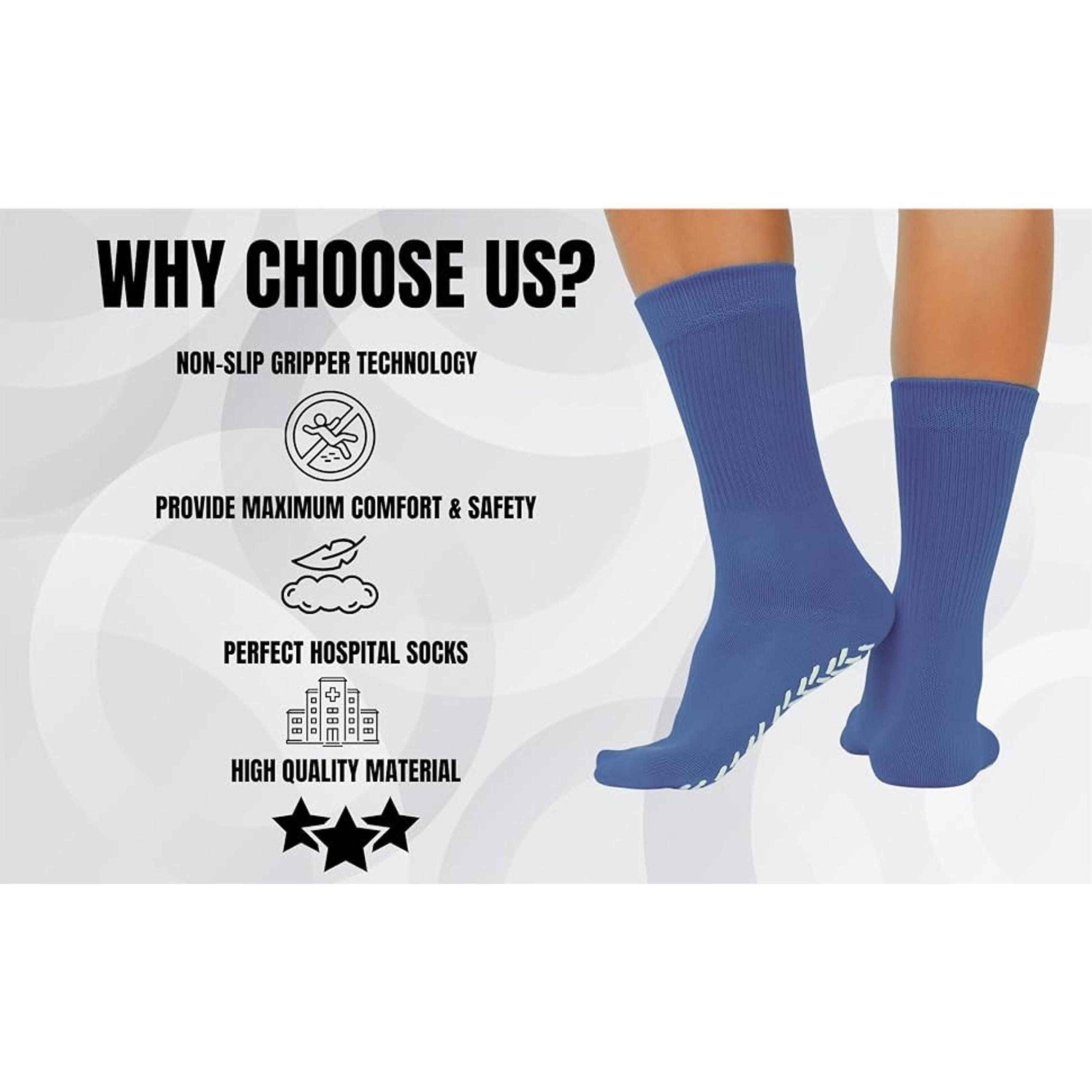 Non-Slip Safety Slipper Socks with Grippers, Single Tread, 3 PairsGift