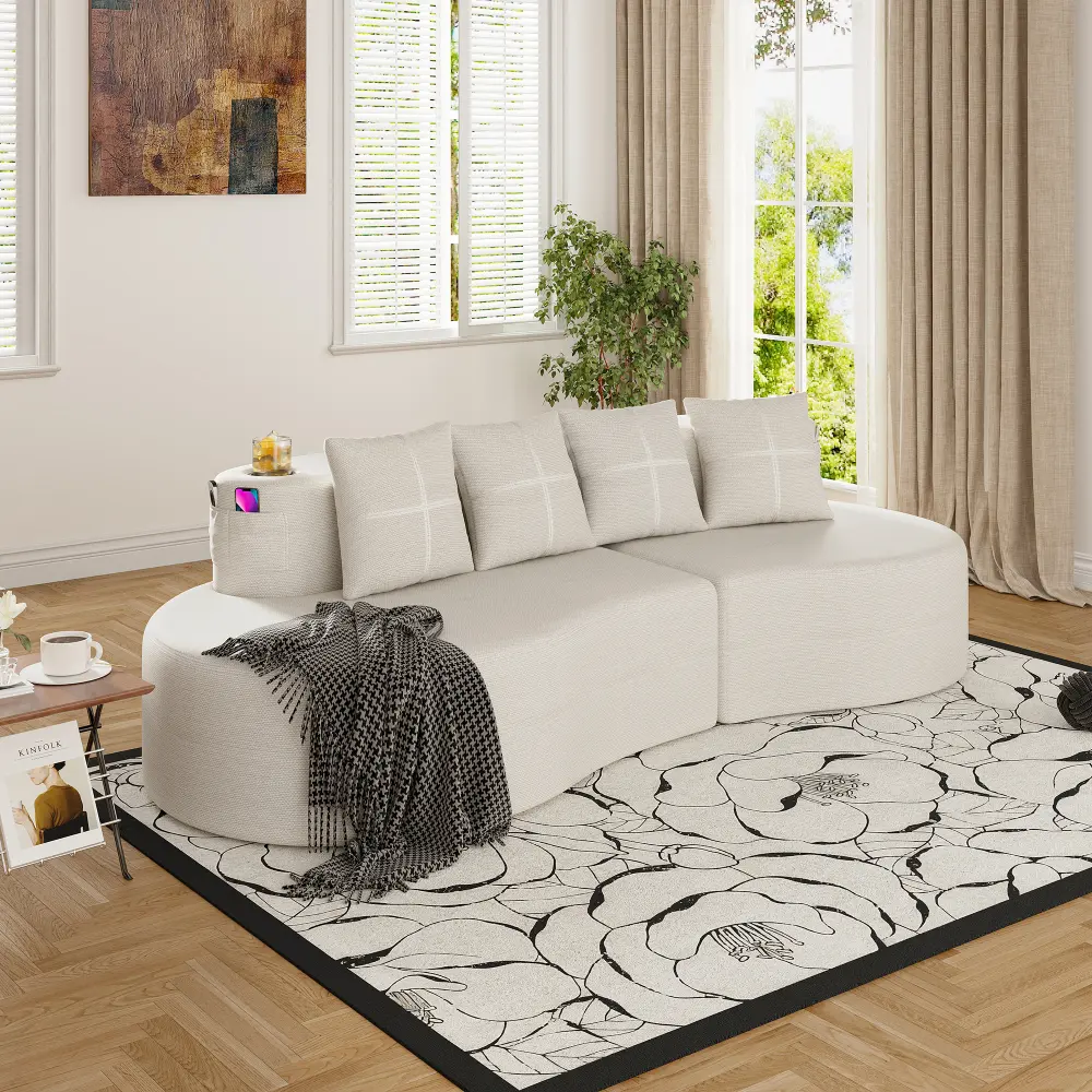 Beige + Chenille + Memory Foam + 3 