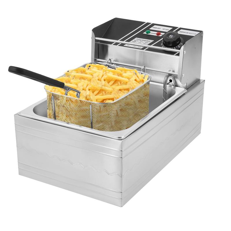 Kerilyn 22.8/6.5 QT Deep Fryer with 2 Baskets & Lids, Commercial Deep Fryer with Temperature Control, Stainless Steel Fryer, Countertop Fryers for Home Kitchen and Restaurant, 5000W