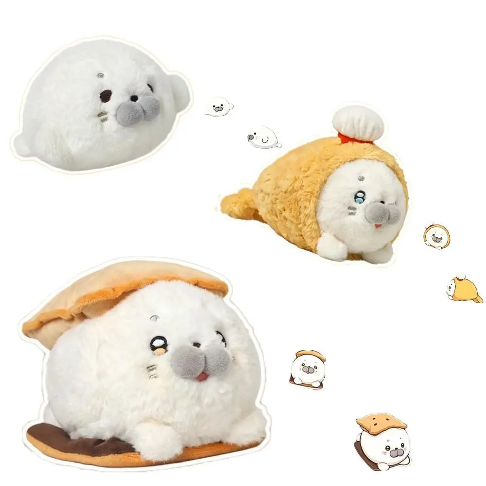Fried Shrimp Seal Plush Toys Food Series Plush Dolls Cute Sandwich Chocolate Seal Doll Soft Stuffed Animals Kids Birthday Gifts