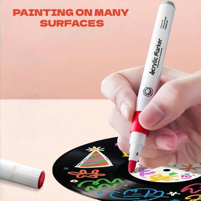 Set Includes 48/36/24/12 Color Acrylic Markers, Soft Tips, Suitable for DIY, Layering, Transparent Printing, Washable, High Coverage, Ideal for Students