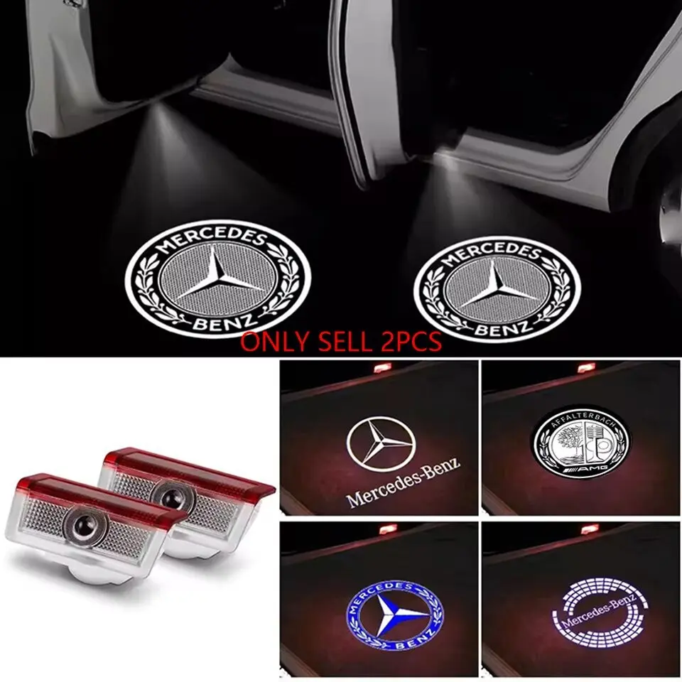 2PCS Car Door Emblem LED Light Welcome Lamp Wireless Laser Projector Car Door Projector Lights For Mercedes Benz B/C/E GLC Interior Mouldings TYD-BENGCHI