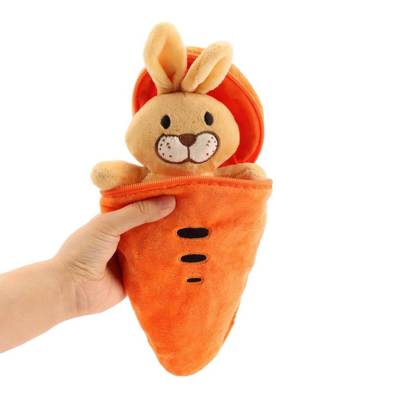25cm/9.84in Carrot Plush Toy with Hidden Bunny Inside | Interactive Zipper Two-in-One Design | Soft Cuddly Stuffed | Cute Easter Holiday Gift for Kids | Comforting Sleep Companion | Collectible Home Room Decoration |Perfect for Children & Plush Toy Lovers