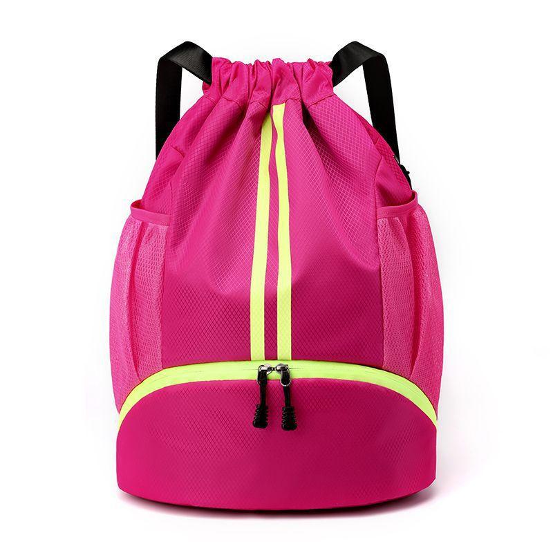 Large Capacity Drawstring Gym Bag, Water‑Resistant Sports Backpack with Independent Shoe Pocket for Basketball Training
