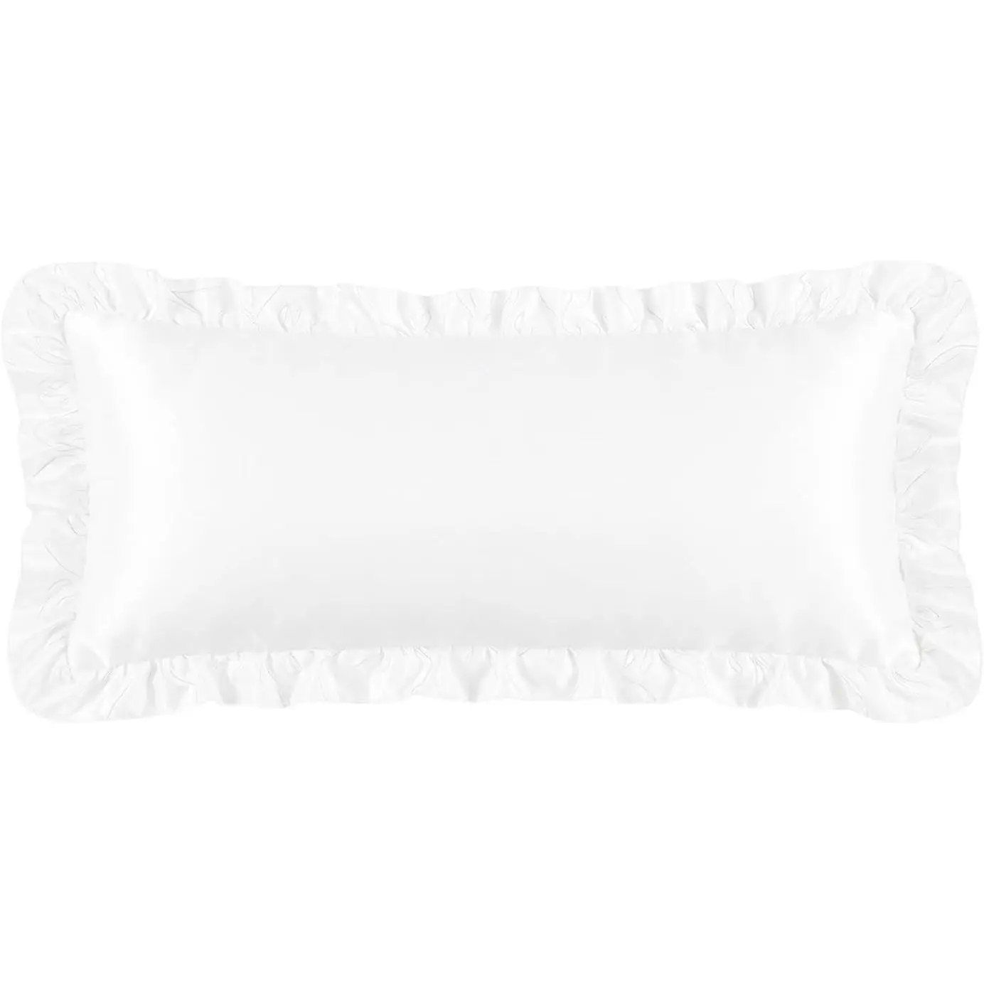 2 Pack Ruffle Satin Pillowcases Body Size 20x54 inch White | Ruffled Soft Cooling Silky Pillow Shams with Envelope Closure, Wrinkle Resistant Pillow Covers Room Decor Gifts