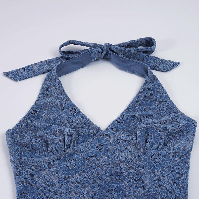 Lace Halter Top and Half Skirt Set, Matching Outfits, Sleeveless Backless Sexy Y2K Street Fashion, Spring Summer Vacation Beach for Women, Womenswear