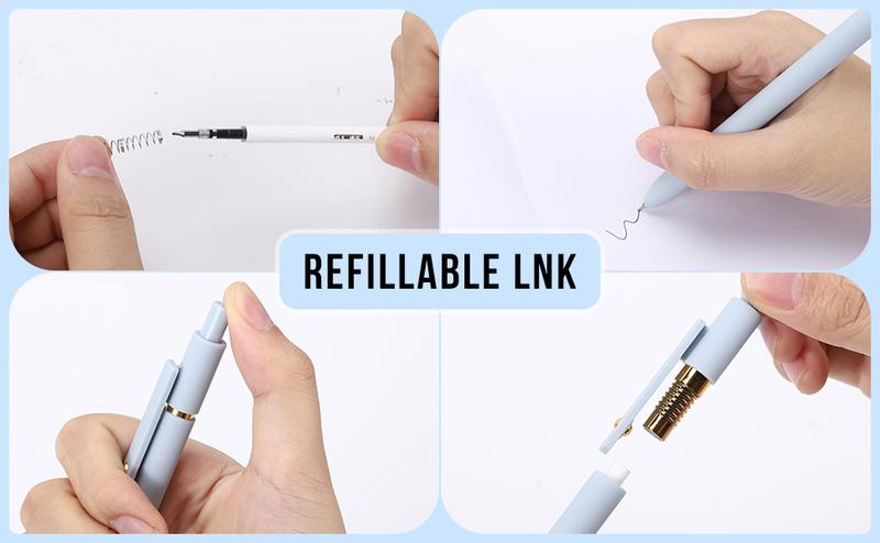 Fourcandies Gel Pens, 6/10/11/12pcs 0.5mm Fine Point Black Ink Pens, Smooth Writing Pens for Journaling, Nurse Aesthetic Cute Pens, School Office Home Supplies, Gifts for Women and Men (6Pcs Morandi-Black Ink)