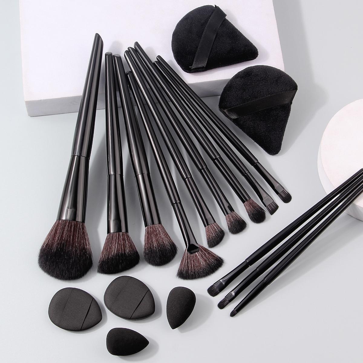 6/12/18PCS multi-specification makeup brush set: Soft multi-purpose Facial makeup set brush & Flocking triangular powder Puff & Mini sponge egg/Powder puff Cosmetics Makeup Tool Makeup Brushes Set