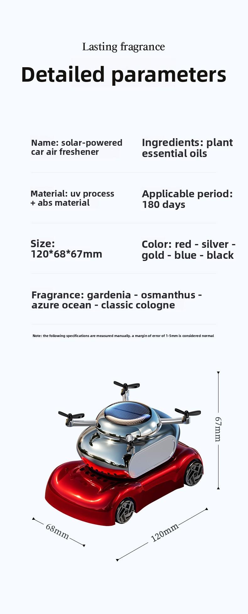 Floral Solar-Powered Vehicle Air Freshener - Blue-Ocean Golden-Osmanthus Fragrance Gels & Blocks Device, Quick-Refresh Home & Vehicle Interiors Accessory