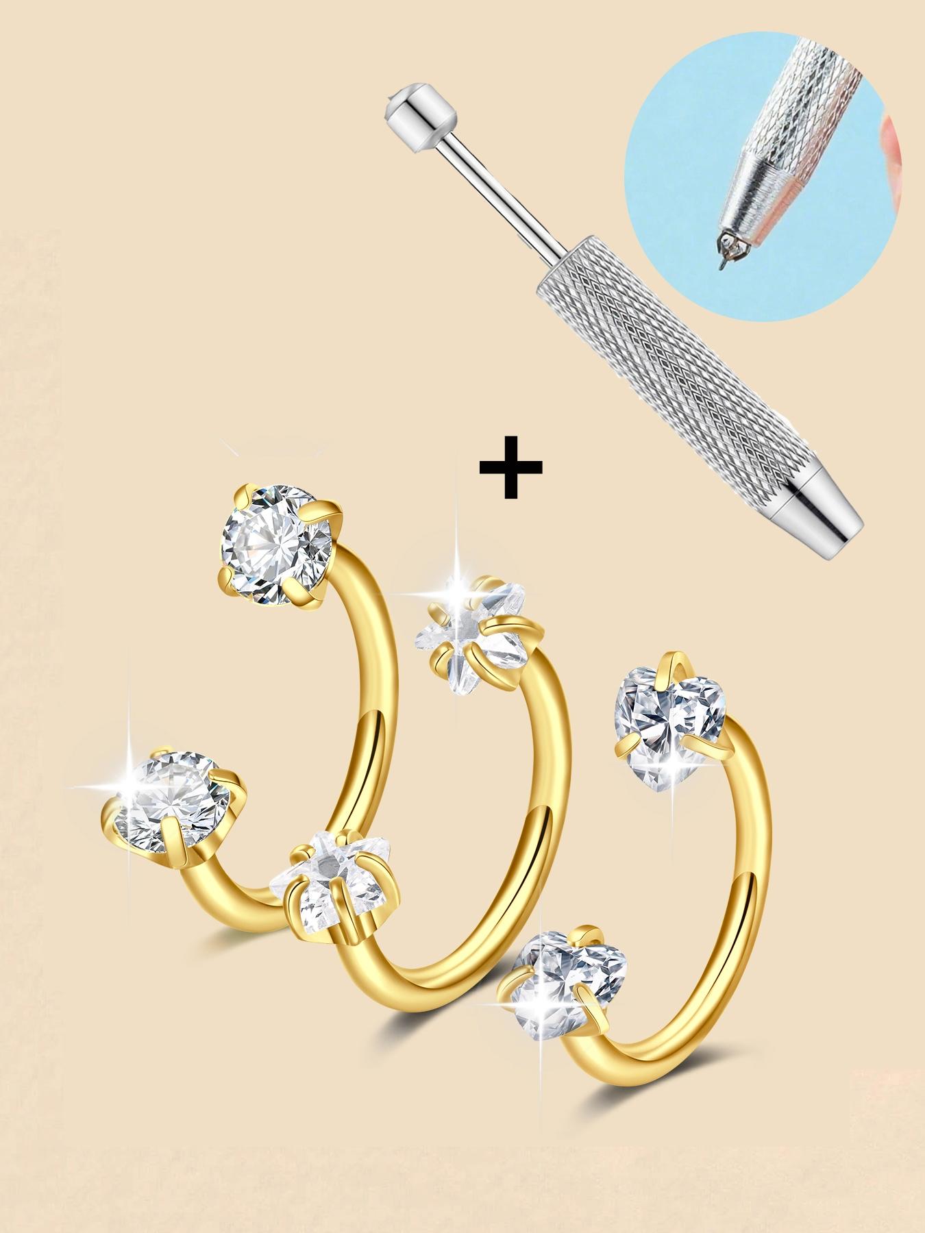 Stainless Steel CZ-Inlaid Nose Ring for Women and Men, Fashion Body Jewelry for Parties and Everyday Wear, Trendy Versatile Style, Exquisite Jewelry Gift