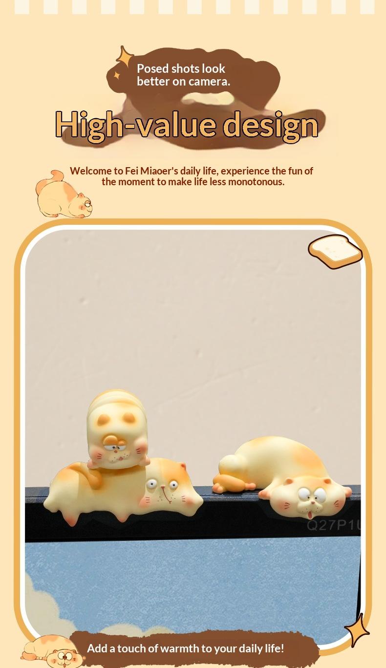 Funny Fat Cat Monitor Sitter Set - 6Pcs Cute Chubby Kitty Computer Topper, Desktop Ornament for Office Desk Decor, Stress Relief Gift for Cat Lovers & Coworkers