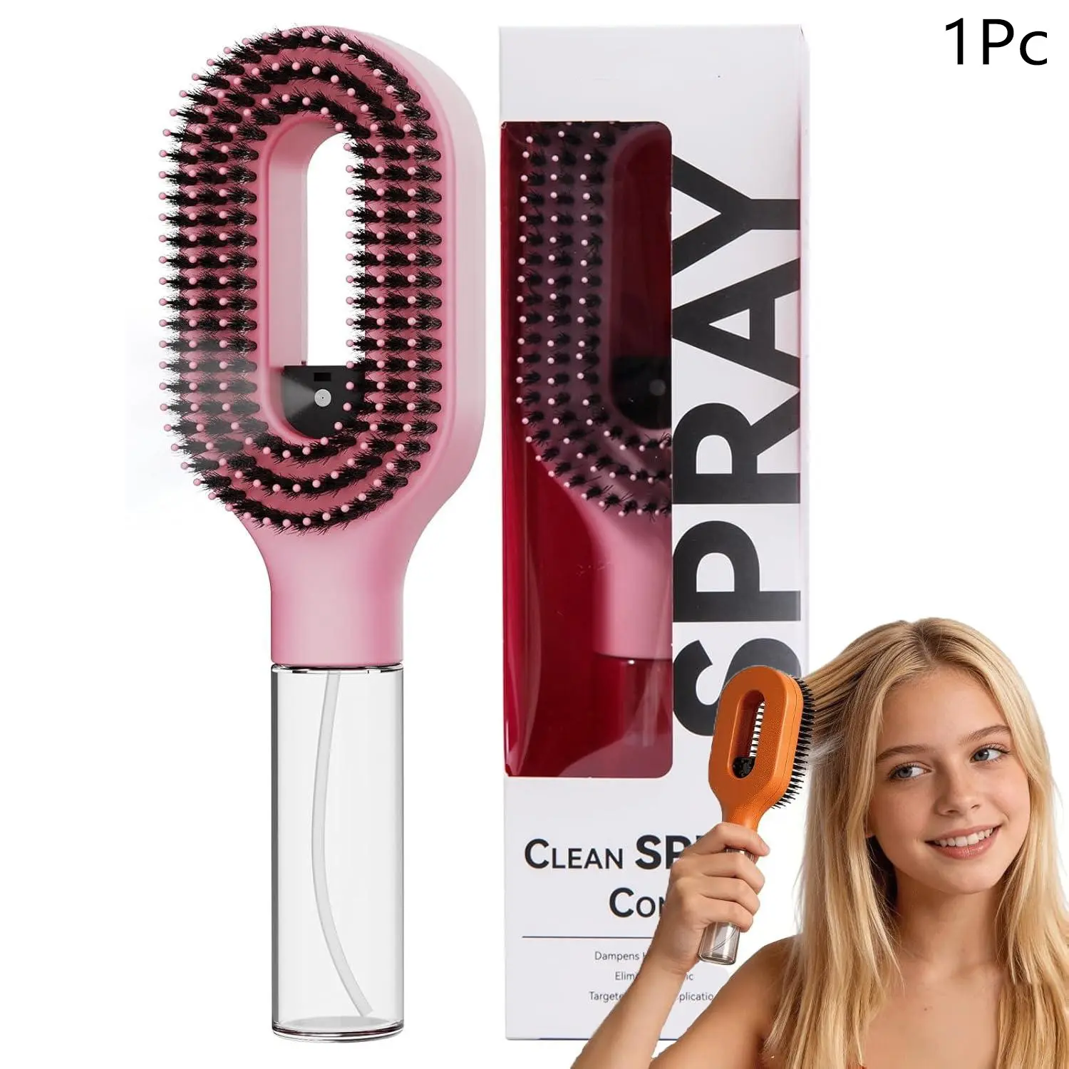 Hair Brush with Water Spray Sprayer, 2-In-1 Smoothing Brush, Portable Dry Wet Styling Tool, Smooth Hair Without Frizz, Quick Refresh for Women and Girls，Wet and wet dual-use | Convenient to carry