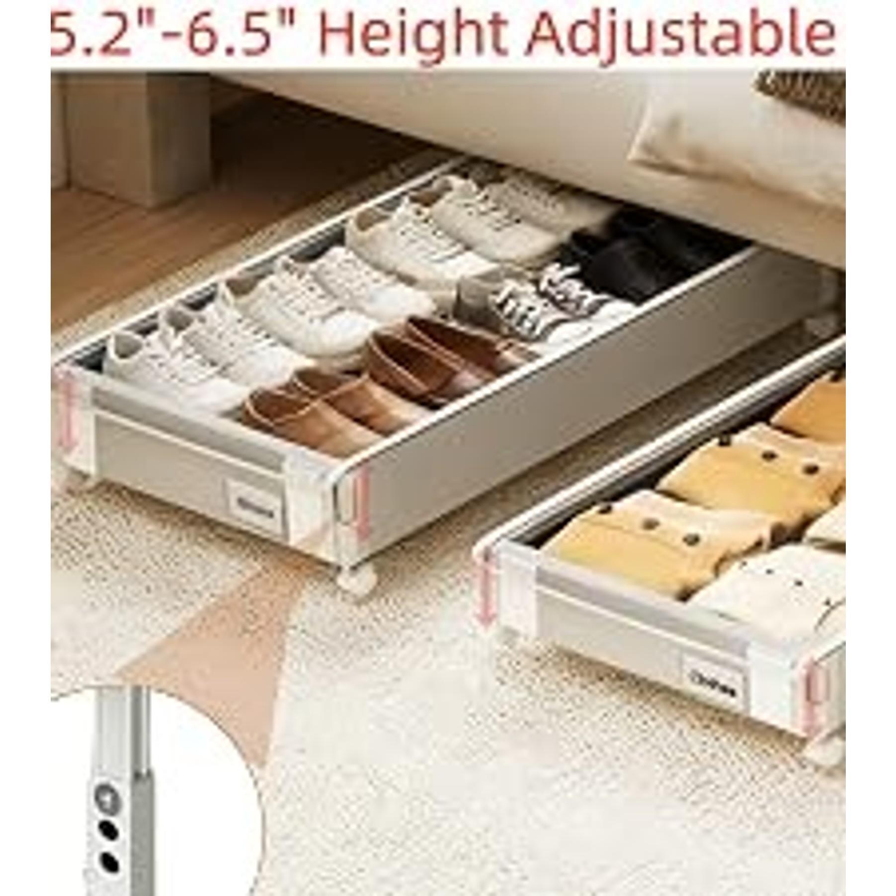 2 Pack Under the Bed Storage Containers,12 inch Height Under Bed Shoe Storage,31inch Long Underbed Storage with Wheels,Large Rolling under bed Clothes Storage Drawers with Lid for Dorm Tall,Black