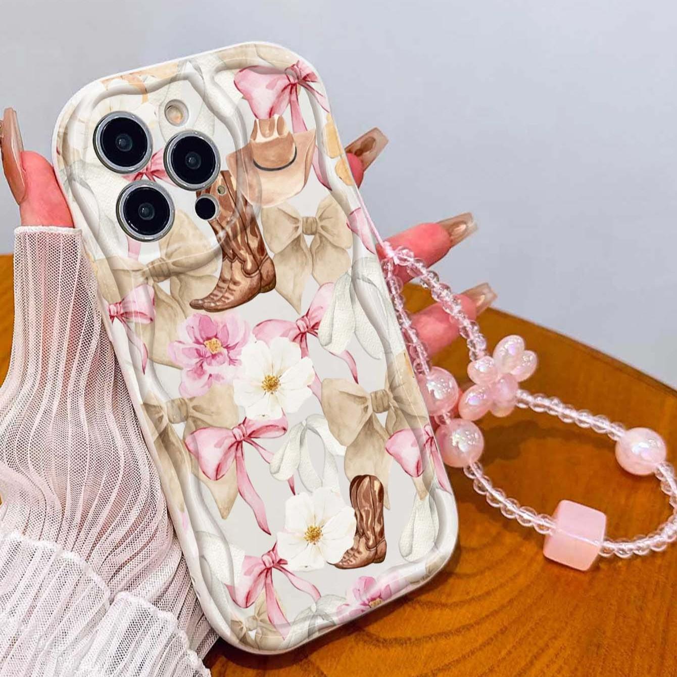 Western Cowboy Boots Flower Design Tpu Case, Shockproof Phone Cover for Apple iPhone 17 Pro Max/16/16 Pro Max/11/13/14/15, Girl's Gift