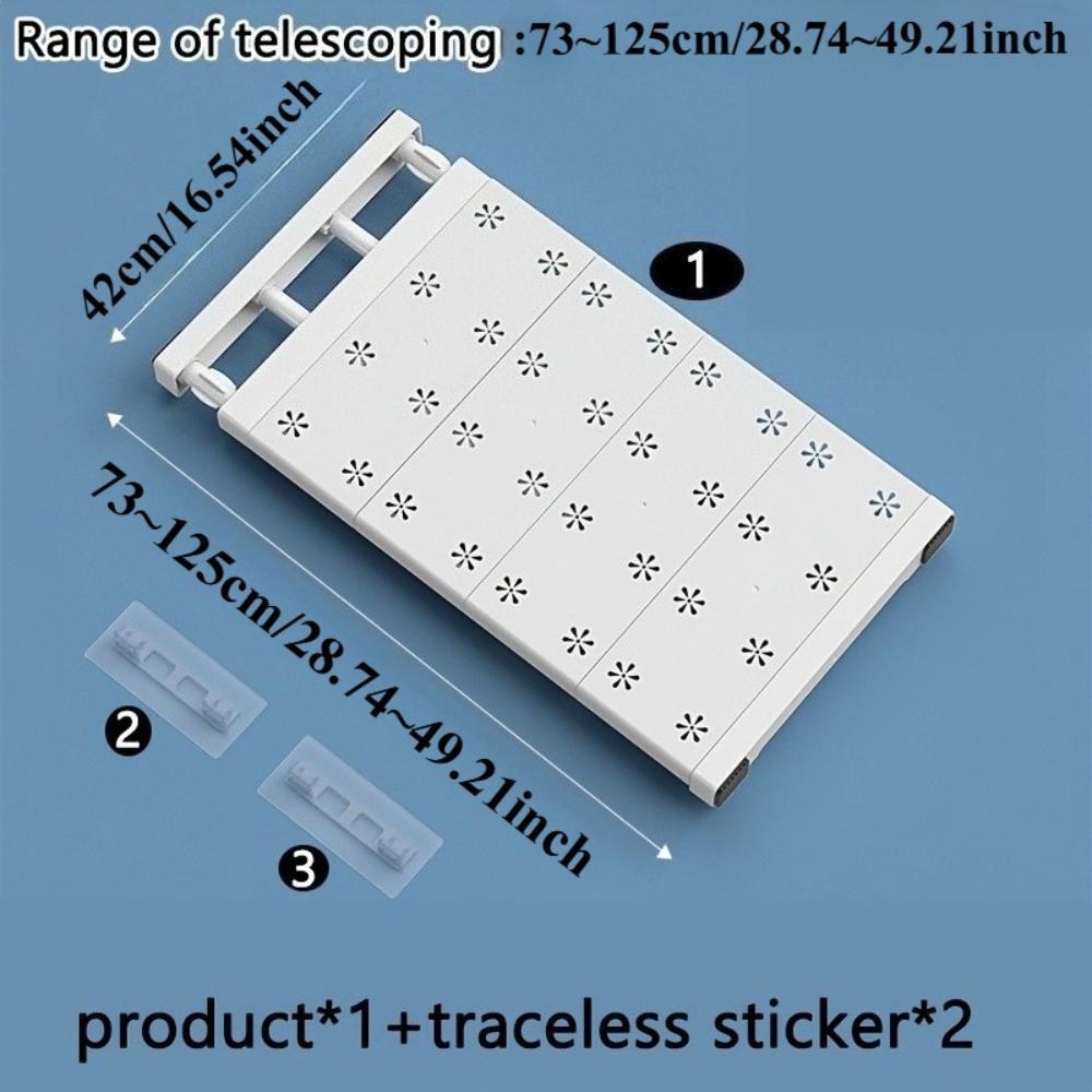 3pcs Set 3-In-1 Adjustable Punch-Free Carbon Steel & Plastic Wardrobe Storage Shelves, Space-Saving Retractable Racks for Kitchen Bedroom Bathroom