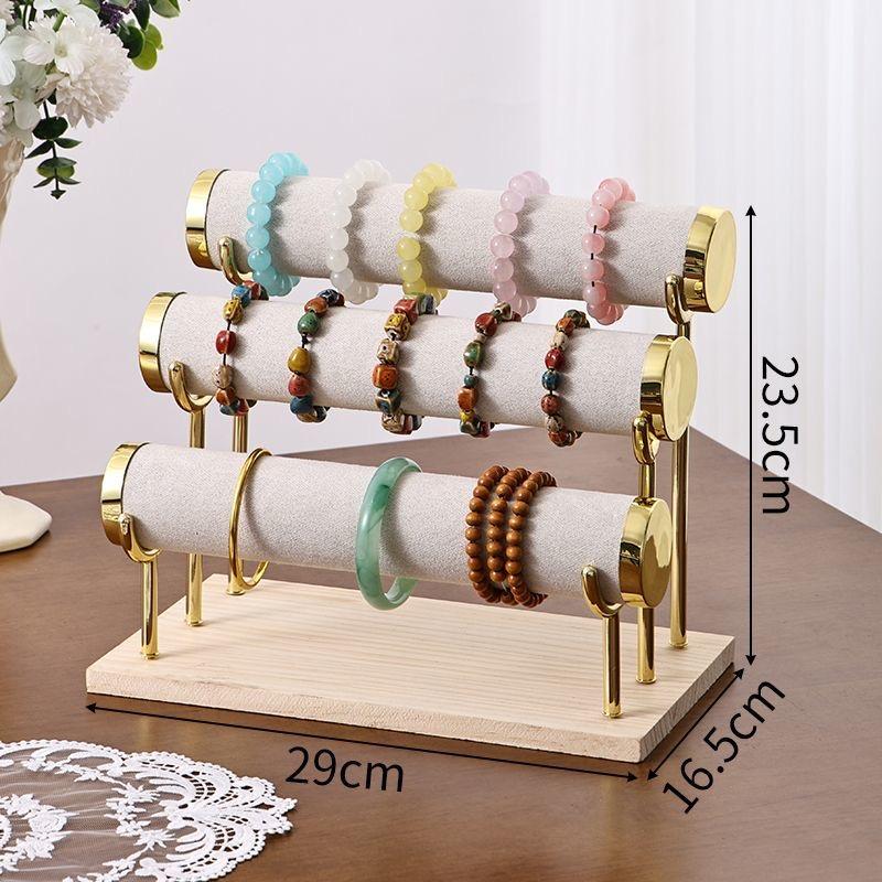 High-End Bracelet Jewelry Storage Rack, 1/2/3 Layer Display Stand, Portable Solid Wood, Suitable for Living Room, Desk, Shop
