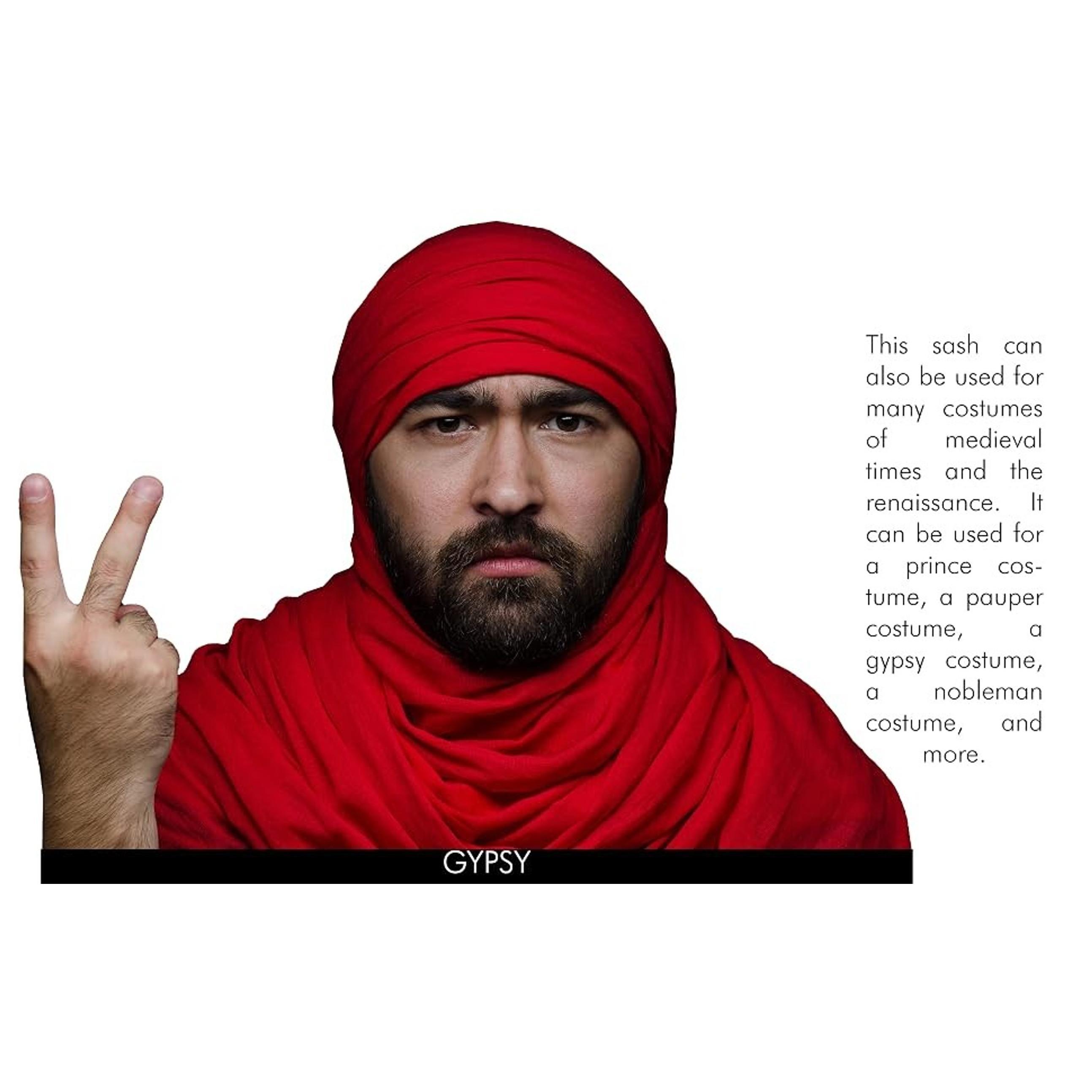 Red Pirate Sash Belt - Medieval Renaissance Pirate Waist Scarf Tie Bandana for Men Women and Children(Gift)