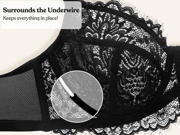 HSIA Sunflower Plus Size Floral Lace Unlined Non-Padded Full Coverage Minimizer Underwire Bra Womenswear SpringStatements