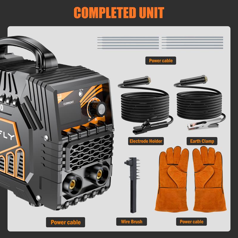 SOARFLY 110/220V 250A Welder Machine With Large LED Display, 5000 Watt Mini-Welder With Electrode Clamps, Earth Clamp, Wire Brushes, Rods And Gloves SOARFLY 110/220V 250A Welder Machine With Large LED Display, 5000 Watt Mini-Welder With Electrode Clamps, Earth Clamp, Wire Brushes, Rods And Gloves