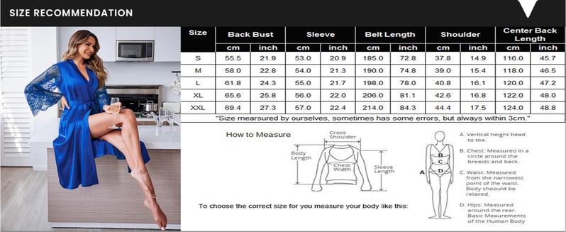 Avidlove Women's Floral Lace Kimono Robe Long Sleeves Dressing Gown Bathrobe Bride Robe Nightwear Satin Womenswear Avidlove Women's Floral Lace Kimono Robe Long Sleeves Dressing Gown Bathrobe Bride Robe Nightwear Satin Womenswear