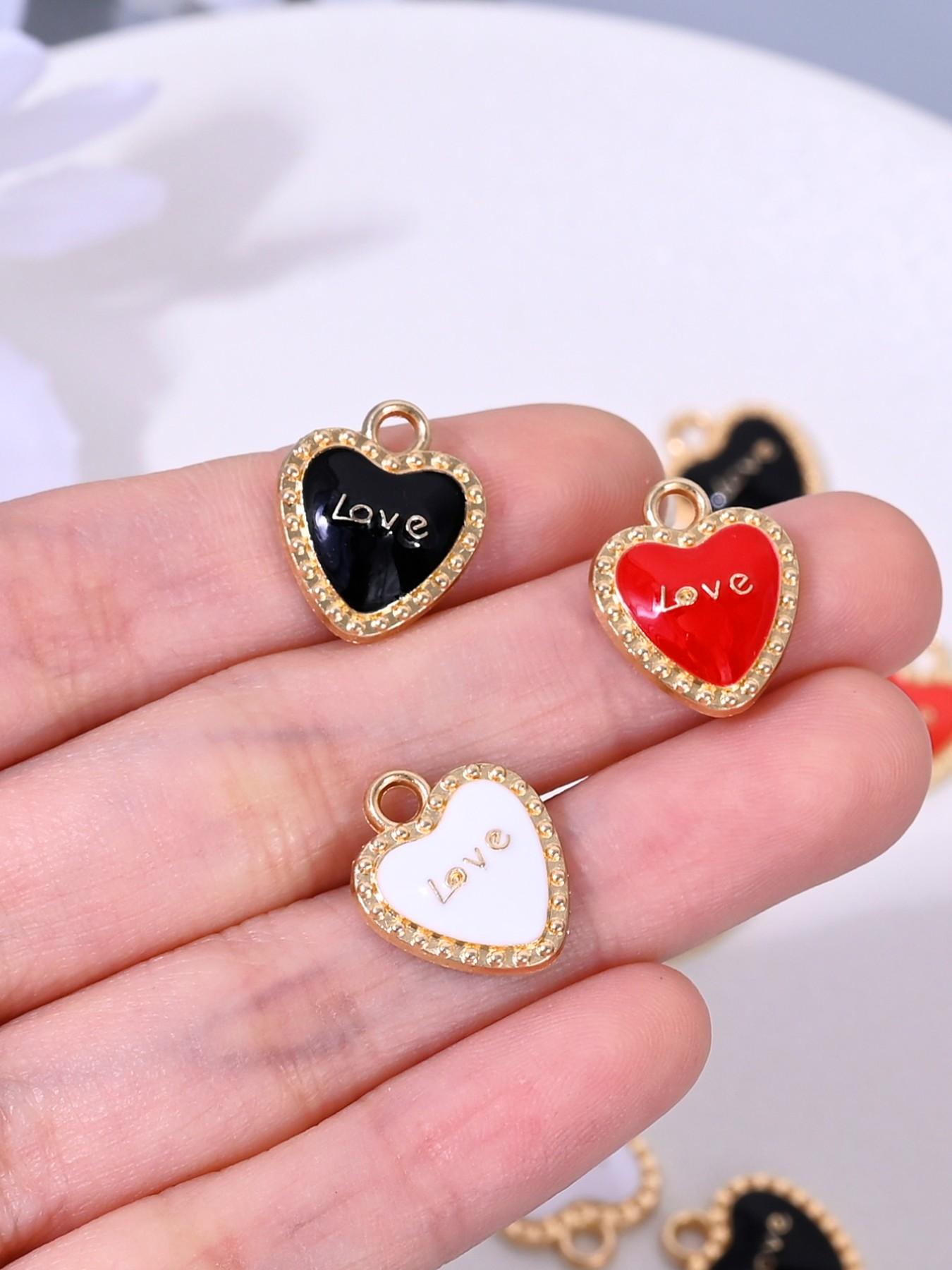 10 Fashionable Heart Charms, Perfect for DIY Jewelry Making, Ear Rings, Necklaces, Bracelets, Keychains, Valentine's Day, Mother's Day Accessories