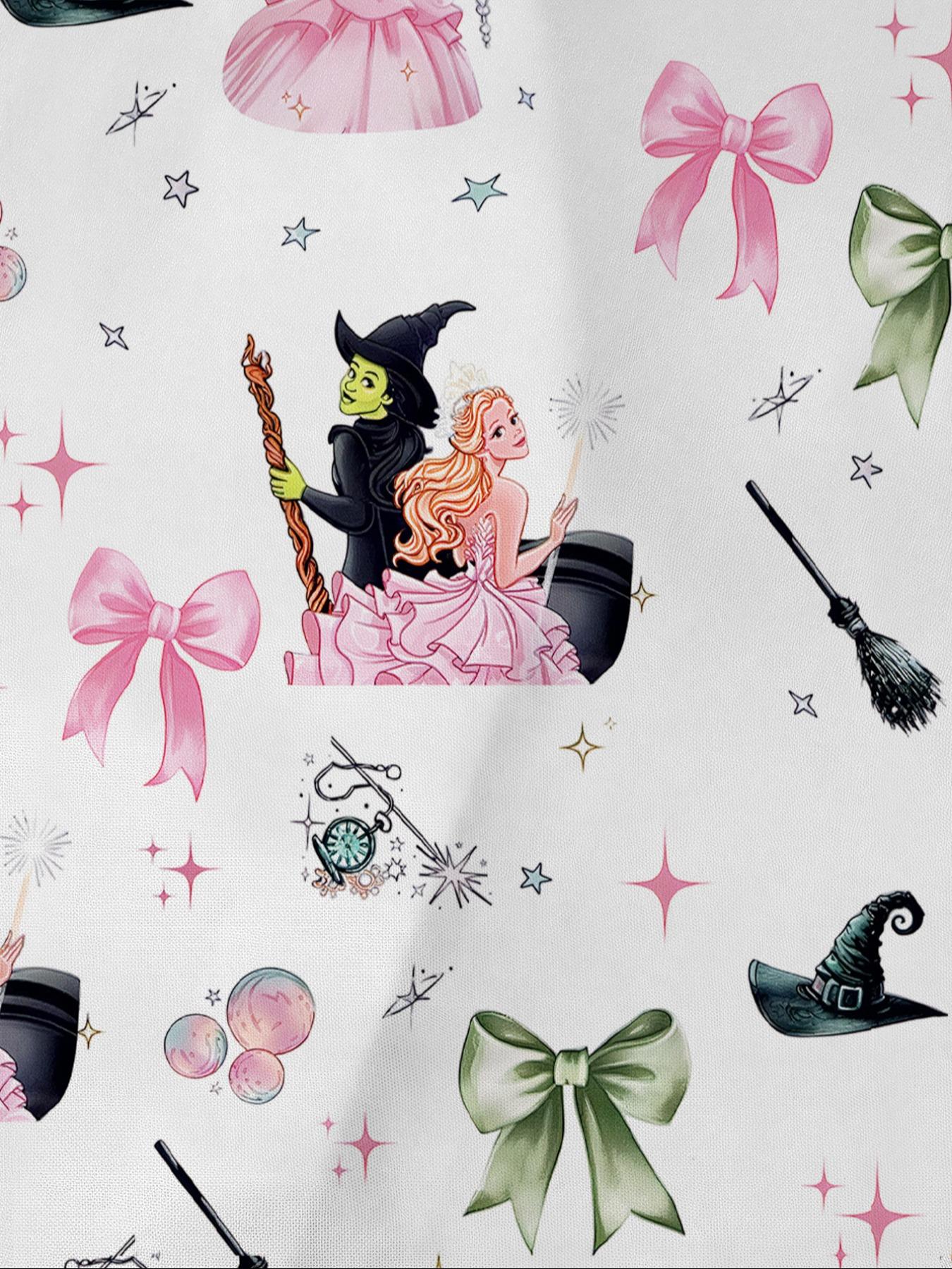 Cartoon Short Sleeve Shorts Pajama Set, New Fire Retardant Button Front Shirt & Loose Elastic Waist Ruffle Pants