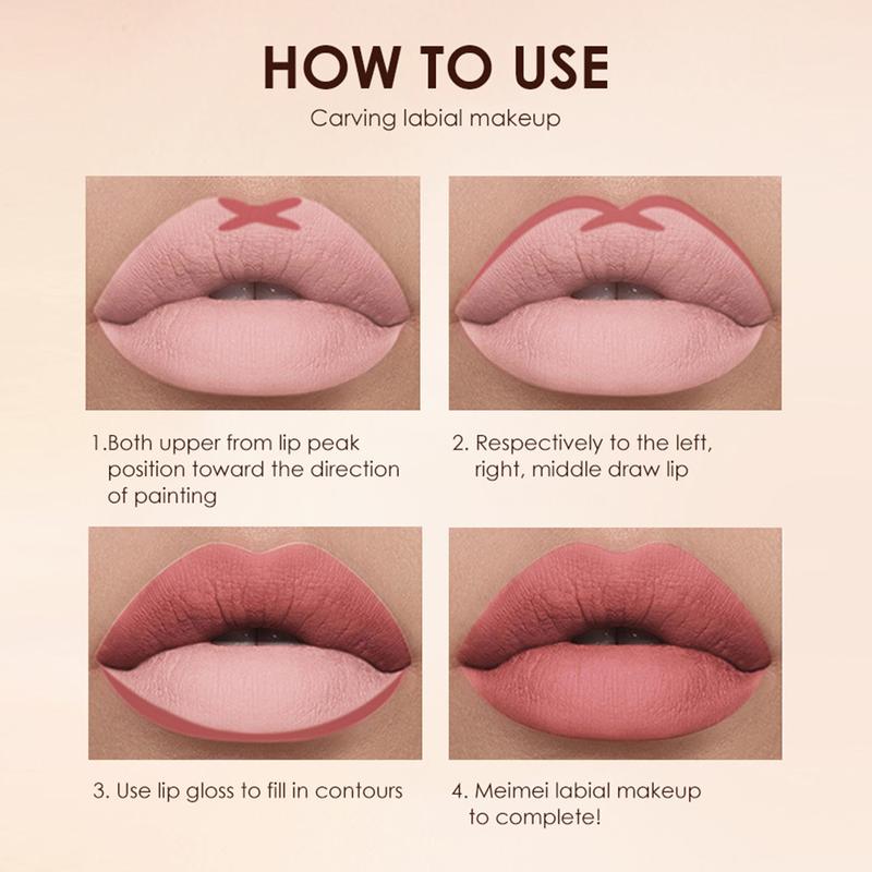 Matte Lipstick & Lip Liner Makeup Set, Liquid Lip Liner, 2 Counts Long Lasting Easy Coloring Lipsticks, Moisturizing Lip Kit, Natural Lip Color, Suitable for All Occasions