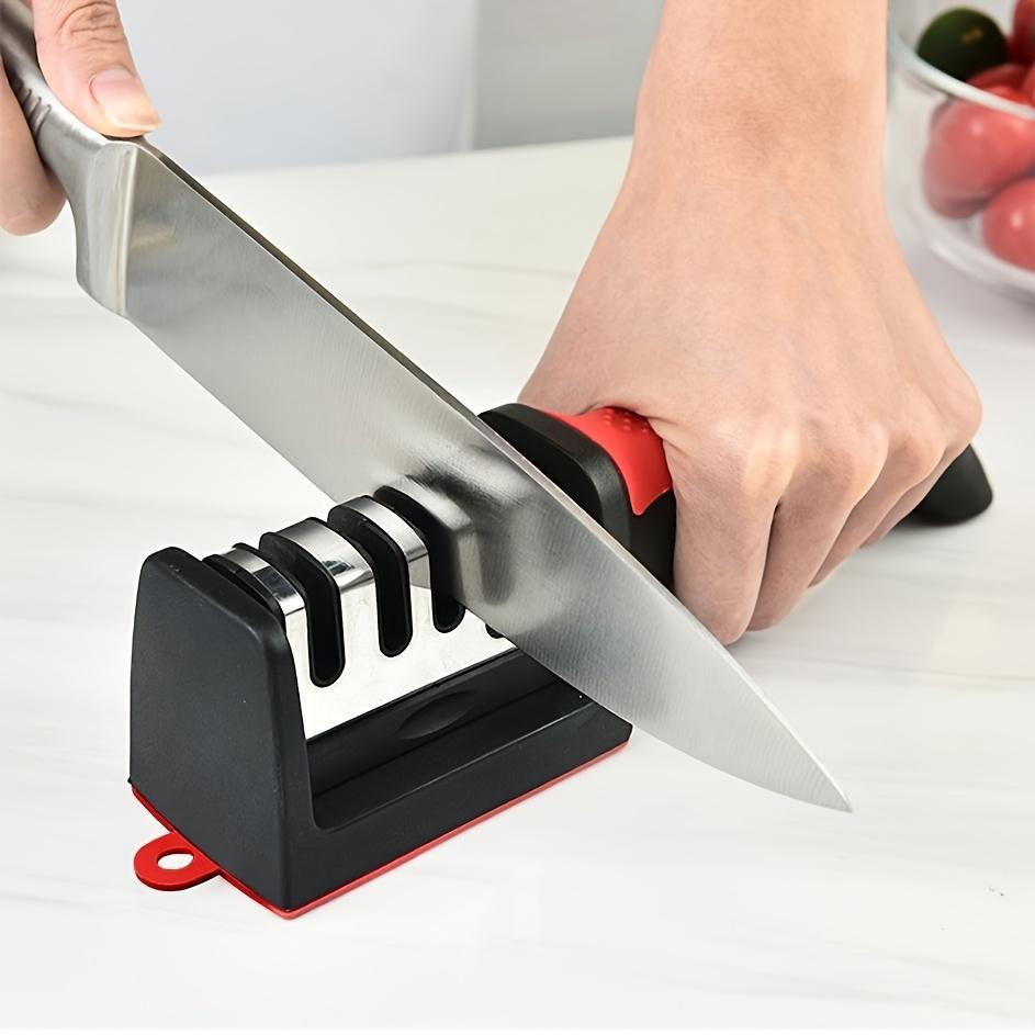 4-Stage Professional Kitchen Knife Sharpener - Knife Sharpener Helps Repair, Restore, Polish Blades and 4 Stage Sharpening Slots
