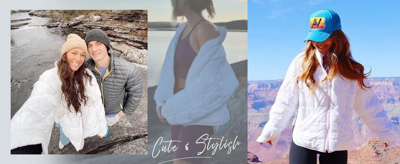 Naeduo Women's Oversized Quilted Lightweight Puffer Jacket Casual Padded Coat Long Sleeve Collared Khaki Outerwear Basic Everyday Wear