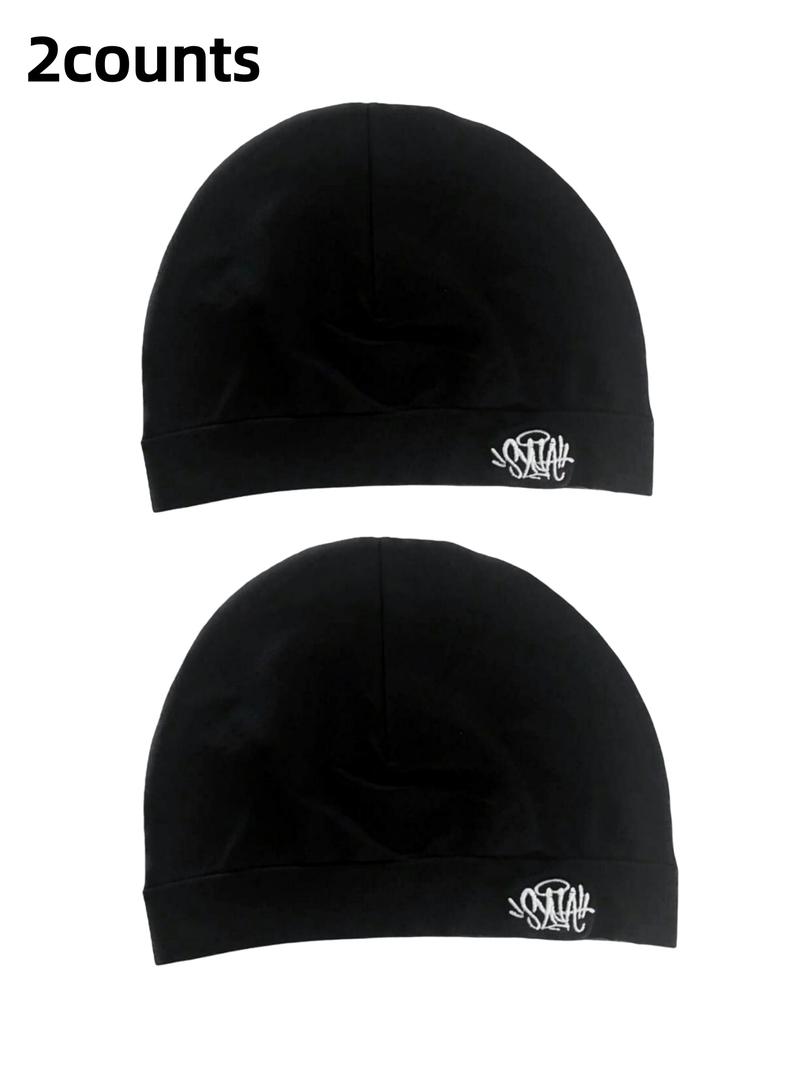 2PC New Letter Print Beanie Hats, Unisex Sports Outdoor Running Caps, Breathable Elastic Material, Fashion Casual Style, All Seasons, Yoga Ventilated Hat