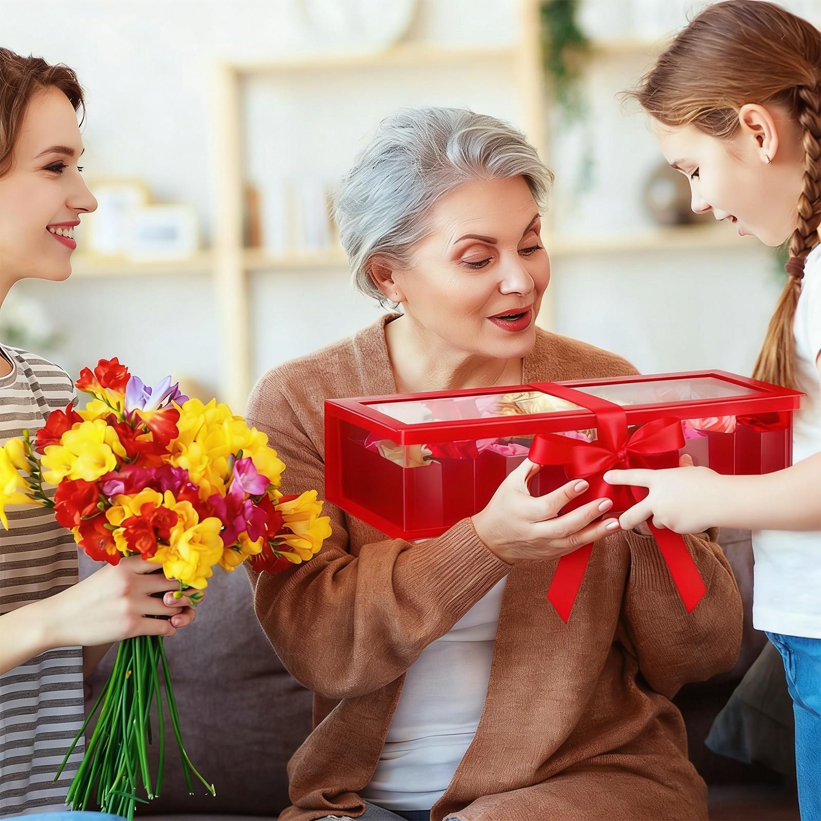 2 Pack Mother's Day Empty Flower Box Empty Gift Box Cardboard Letter Shaped Fillable Chocolate Strawberry Flower Gifts for Mother's Day