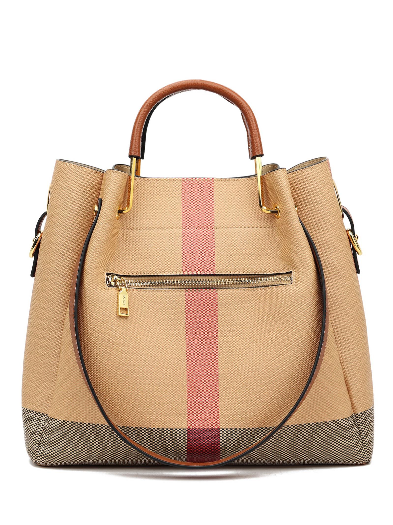 Elegant Zippered Handbag for Women, Fashionable Crossbody Bag, Casual Plaid Work Backpack, Stylish Daily Use Accessory