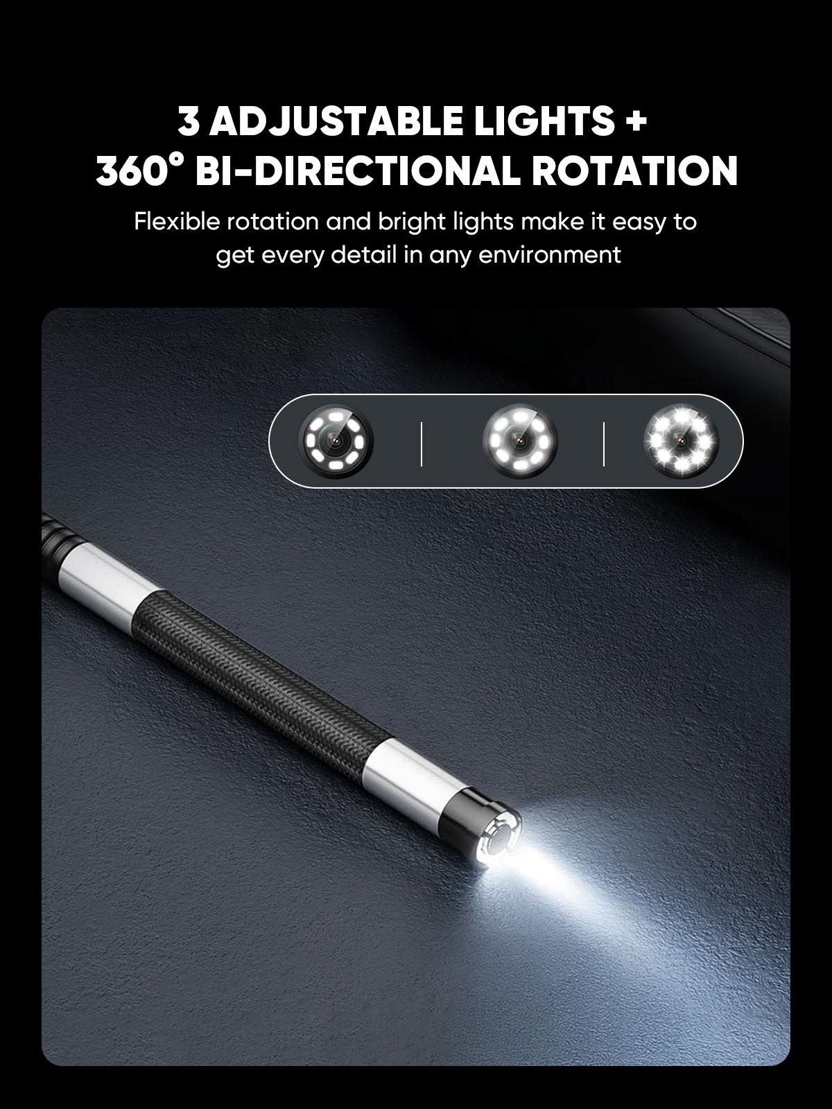 0.23inch Handled Two-Way Endoscope Camera with 32GB Card, Articulating Snake Camera Borescope, Video&Photo Inspection Scope Camera for Automotive Mechanics